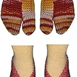 Hand Knitted Woolen Thumb Modern Socks for Women & Girls (Thumb, Free Size, Stretchable, 2 Pair), Multicolor-0
