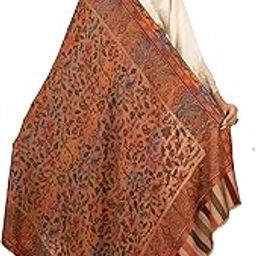 Womens' Fineness Kani Weave Kashmiri Woolen Shawl, Warm and soft, Faux Pashmina-image-35