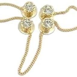 PMW - Brass Gold Plated White Kurta Buttons Cufflinks with Chain for Men and Women (Pack of 1)-image-11