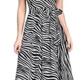 Women's Polyster Zebra Pattern Halter Neck Sleeveless Dress-image-5