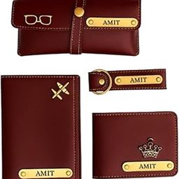 Personalized Wallet, Keychain, Passport Cover, Google Cover, Men's Gift Set(Red)-image-98
