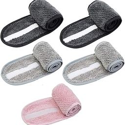 5 Pieces Spa Facial Headbands Adjustable Head Wraps for women,Makeup Shower Bath Facial Wraps Sports Headband Terry Cloth Adjustable Stretch Towel with Magic Tape multicolor-image-12