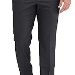 Men's Regular Fit Solid Pattern Polyester Viscose Blend Flat Front Trouser-picture-0