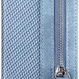 GS E-Com Adhesive PU Leather Stick-On Phone Card Holder Wallet Stand, Foldable Carbon Fiber Vertical Flip Zipper, Stand,Adjustable Viewing Angles, Pocket Wallet Stand for All Smartphone. Light Blue-image-9