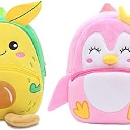 blue tree Cute Boy's and Girl's Plush Bag Medium Quality Full Embroidery Designs Mini Travel Backpack Mango (Mango-Pink Penguin)-image-77