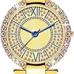 Analogue Women Girl Ladies Premium Rose Golden Diamond Studded Chain brecelet Strap Gift Watch-image-41