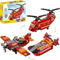 Elecart Red Rotors 3 in 1 Architect Brick Toys 145+ Pieces Age 6+ Building Block Toy Set Educational DIY Toys for Kids (Airplane Rotor)-5