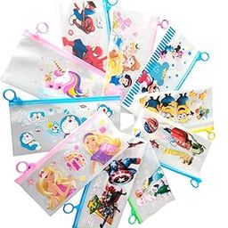 Gifting Square Plastic Cartoon Stationery Zip Pouch for Pen Pencil and Multi Utility Best for Return Gifts (Design 11 Mix, Pack of 12),Multicolor-28