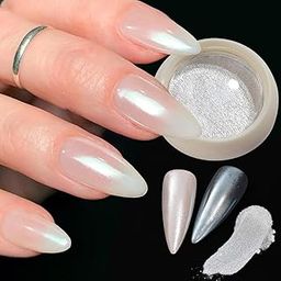 MY COLORS White Rainbow Chrome Nail Powder Set, Reflective Glitter Metallic Mirror Effect for Nails Art Design 3D Holographic Silver Rose Gold Pigment-36