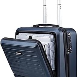 Premium Polycarbonate Overnighter 8 Wheels Double Spinner Trolley Bag with Laptop Compartment & Keyless TSA Lock- 16 Inches-Blue-Stark Pro, Small, 42 cm-30