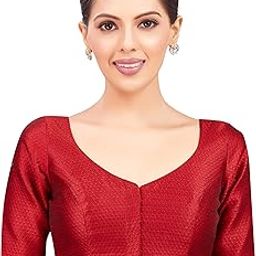 Women's Resham Brocade Readymade Saree Elbow Length Sleeves Blouse-47