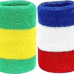 Neska Moda Unisex Pack of 2 Multicolor Striped Cotton Wrist Band-image-26
