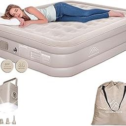SHINECRAVE Air Mattress Queen with Built in Pump and Light,Queen Air Mattress with Built in Pump,15.8" Height,Self Inflating with Flocking Fabric, Ideal for Camping, Guests, and Hiking-image-59
