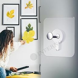 INFERNO 2 Pieces Self Adhesive 6mm Photo Nail Wall Hook for Hanging Frame, Wall Clock Heavy Duty Transparent Hook-9