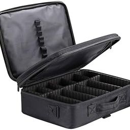 Professional Makeup Case, Large Capacity Cosmetic Organizer with Adjustable Dividers, Black-image-93