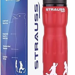 STRAUSS Stainless Steel Water Bottle, 750 ML | 100% Leak Proof | Eco-Friendly and BPA-Free | Water Bottle for Gym, Home, Hiking, Trekking and Travelling | Ideal for Girls, Boys and Kids, (Red)-19