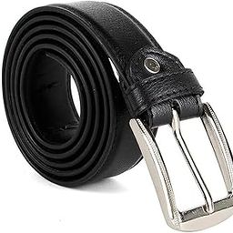 Premium Vegan Leather Belt for Men Jeans & Pants Wear Classic Design Texture Formal & Casual Leatherette Waist Belt (Black)-image-14
