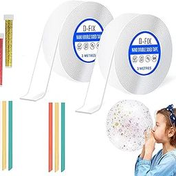 D-fix® 2PCS Nano Tape with 2 Glitter Flakes Stars 6 Straw for Balloon Double Sided Ivy Grip Tape for Walls Washable Reusable Strong Sticky Strips Multicolor Moon & Heart Art and Craft DIY kit-picture-15