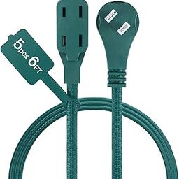 Tellegloww - 5 Pack 3 Outlet Christmas Braided Extension Cord, 6 Feet Flat Plug Extension Cord with Low Profile Plug, 3 Prong Extension Cord, 3 Prong Extension Cord, 3 Prong Cord-image-37