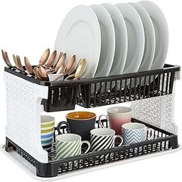 Amazon Brand - Solimo Plastic Dish Drainer, (Black, 51 cm * 33 cm * 27.2 cm)-16