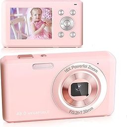 SLRNQJA Digital Camera, FHD 1080P Compact Camera with 32GB Card，48MP Camera 2.4'' LCD 16X Digital Zoom for Kid Student Children Teen Girl Boy(Pink)-image-100