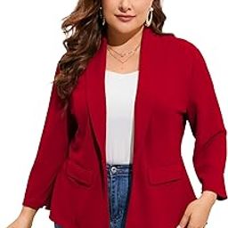 Women's Plus Size Casual Blazers Open Front Work Office Jackets Blazer with Pockets-image-82