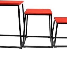 INDIAN DECOR 90123 Set of 3 Plyometric Jump Boxes – Step Platform, Fitness Training & Conditioning Equipment for Increasing Vertical, Speed, Stamina (18"/24"/26"), Multicolored-11