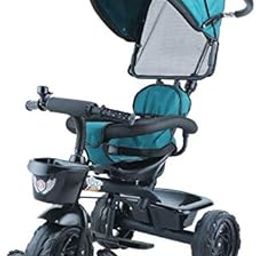 JoyRide 3 in 1 Baby Tricycle Toddler Stroller Kids Pedal Tricycle w/Pusher Removable Canopy Safety Bar Storage Footrest for 18 Months to 5 Years (Green)-11