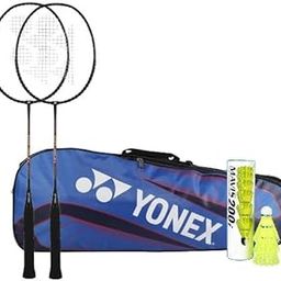 Yonex GR 303i Badminton Racket Combo (Set of 2) with Full Cover + Mavis 200i Shuttlecock + 23025 Yonex kitbag Royal Blue Navy-7