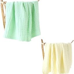 Just Goods Organic 100% Cotton Muslin Baby Bath Towel - Super Absorbent, Extra Soft, Eco-Friendly, Multi-Use for Newborns, Infants, Kids Boys & Girls | Combo Pack of 2, Green + Yellow Towel-image-62