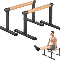 bodymechanicsglobal Parallettes, Heavy Duty Parallette Bars For Calisthenics, Crossfit & Gymnastics, Handstand With Extra Wide Handle No Wobbling (Iron -Wooden Grip -13 Inc Height)-image-40