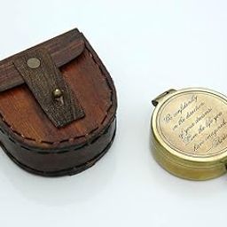Personalized Solid Brass Compass with Leather Case, Custom Engraving-image-99