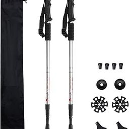 Rexmon Trekking Poles (2 Pack), Collapsible & Adjustable Hiking Sticks for Men & Women, Lightweight Aluminum Walking Poles with Anti-Shock System & Accessories – for Trekking, Hiking, Walking Silver-image-27