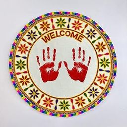 Yasamazing Bride's Born Baby Welcome Embroidered Printed kutchi Working Modern Welcome Footprint Handprint Cloth Kanku Pagla Rumal 1 Pcs (K16816H)-picture-8