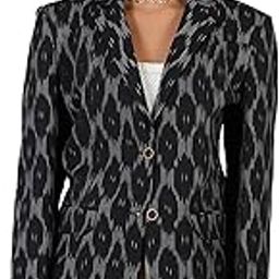 Women's Ikat Cotton Tie and Dye Single Breast Two-Button Blazer-image-78