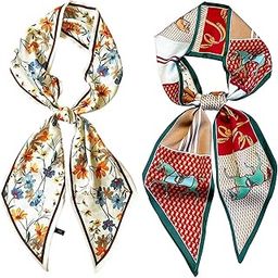 2Pcs Scarf For Women Stylish, Floral Print Satin Scarf for Women, Fashion Gifts-image-51