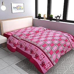 MORADO® Woolen Fabric 200 TC Double Bed Quilt Cover/Duvet Cover/Rajai Cover/Blanket Cover for Winters (90X100 Inches, Pink Check)-image-40