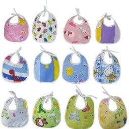 HAYGREEV Soft Baby Bib | Pack of 12– Washable and Absorbent Poly-Cotton Feeding Bib with Cloth String Closure – Cute Printed Mealtime Bib for Newborns and babys-image-52