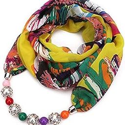 Women's Fashion Beads Pendant Scarf Necklace Stole Dupatta Stoles Muffler Wrap Scarves (Multicolor,S08)-14