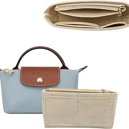 TUKYWAN Bag Organizer for Longchamp, Purse Organizer Insert Fit Small Tote Bag Timid Bag Storage & Finishing Inner Bag Liner Handbags Insert Organizer Suitable for Mini Le Pliage-6