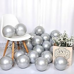 Party Propz Silver Balloons For Decoration - Pack of 25 Pcs Silver Metallic Balloons | Metallic Balloons for Decorations | Chrome Balloons For Birthday | Anniversary Decoration Items (Latex)-14