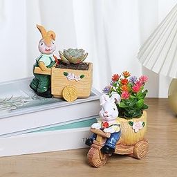 ATORSE Bunny Planter Pot Plant Holder Home Display Farmhouse Desk Animal Flower Pot White 14x9x14.5cm-image-61