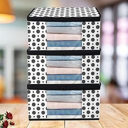 ANKIT INTERNATIONAL Organizer For Wardrobe (Pack of 3) - Storage Organizer For Saree | Shirts | Salwar Suit | Lehenga - Dress Organizer For Wardrobe - Saree Covers With Zip (White, WB5254)-18