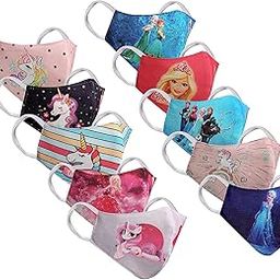 BIGXEN Small Boy's and Girl's 3 Layer Premium Cotton Digital Cartoon Printed Reusable & Washable 3D Face Mask Without Valve (Multicolour) - Pack of 10-1