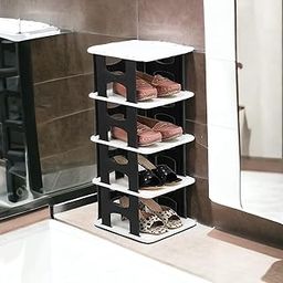 zuku 5 Tier Shoe Rack, Shoe Racks for Closet, Free-Combination Narrow Shoe Storage Organizer for Bedroom & Entryway, Space Saver Stackable Shoe Shelf(Black)-image-42