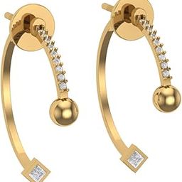 18KT Yellow Gold and Diamond Drop Earrings for Women-image-87