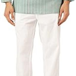Men's White Nadi String Waist Relaxed Fit Pyjama | 100% Cotton | 2 Side Pockets | Button Fly |-56