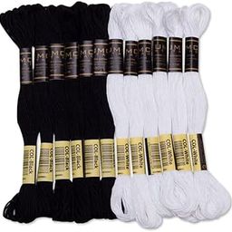 UMC STAG 12 Pieces | Premium Embroidery Thread | 100% Egyptian Cotton Premium Skeins | Cross Stitch Embroidery Floss | Oeko TEX Certified Stranded Cotton (Black & White)-17