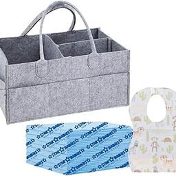 Pack of 3 (Caddy Diaper Organizer Grey, Disposable Bibs 10pcs, Changing mat 10pcs Blue)-image-59