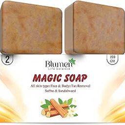 BLUMEN MART Magic Soap Tan Removal | Soaps Sandalwood & Saffron Magic Soaps For Bath | Handmade Chandan & Kesar Soap | For Brightening & Glowing Skin for Men & Women (2)-image-62